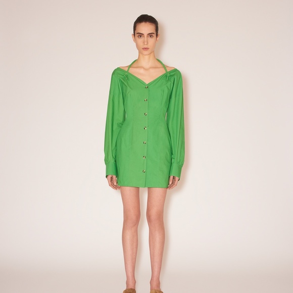 NWT Nanushka Long Sleeve Green Mini Dress size S - Picture 1 of 8